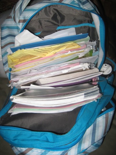 messy backpack