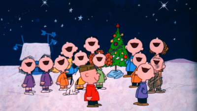 Peanuts, children at Christmas