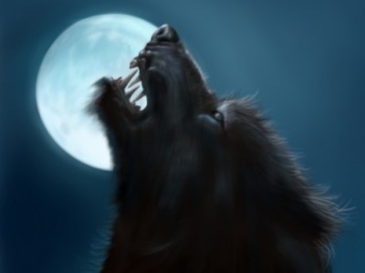 angry werewolf howling at the moon