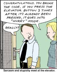 elevator etiquette, idiot